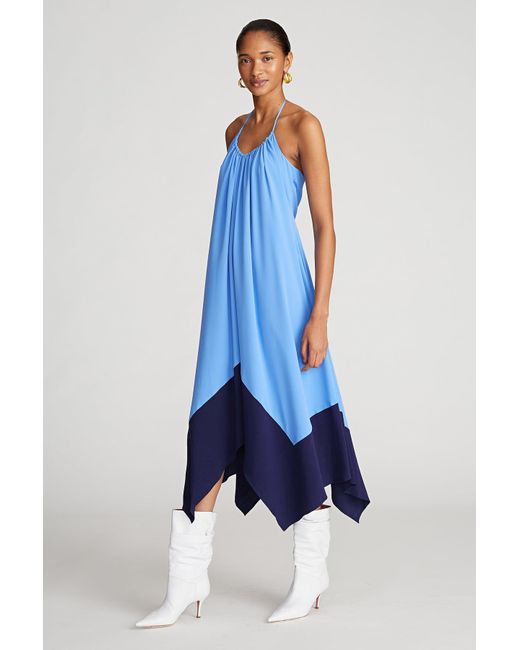 Halston heritage top blue dress