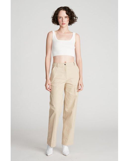 Halston Sam Pant In Cotton Twill in Natural | Lyst
