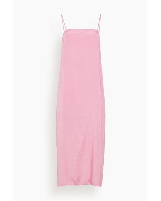 Tibi Pink Summer Acetate Crinkle Slip Dress