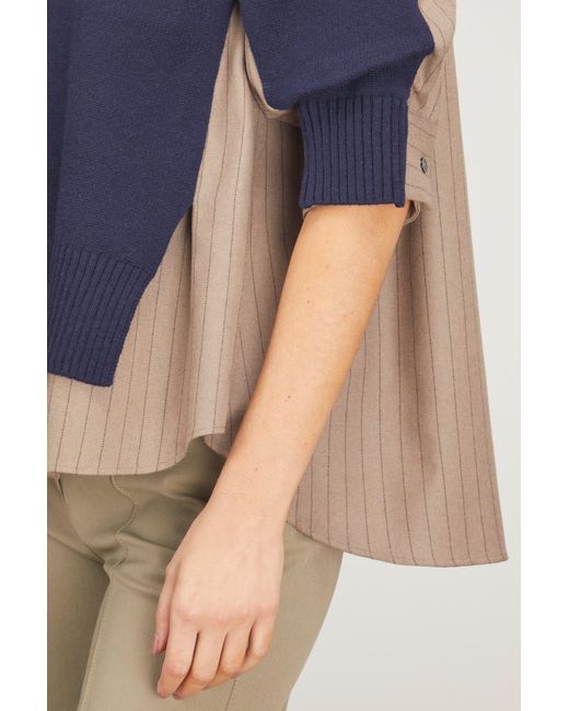 サカイ Wool Knit x Chalk Stripe Pullover | alfasaac.com