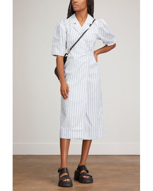 Ganni Stripe Cotton Dress | Lyst