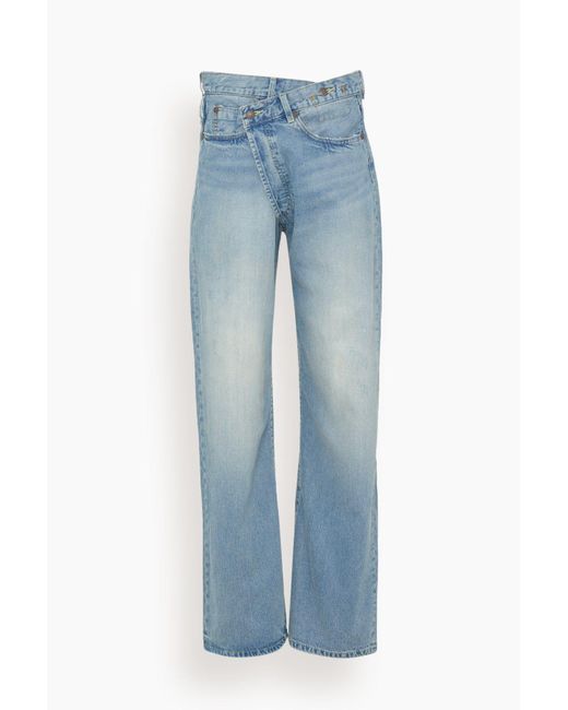 R13 Wideleg Cross Over Jean in Blue Lyst