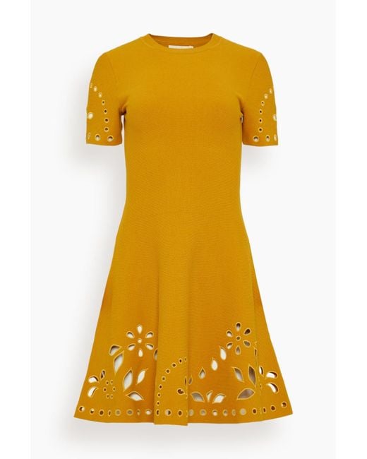 Ulla Johnson Yellow Fania Short Sleeve Knit Mini Dress