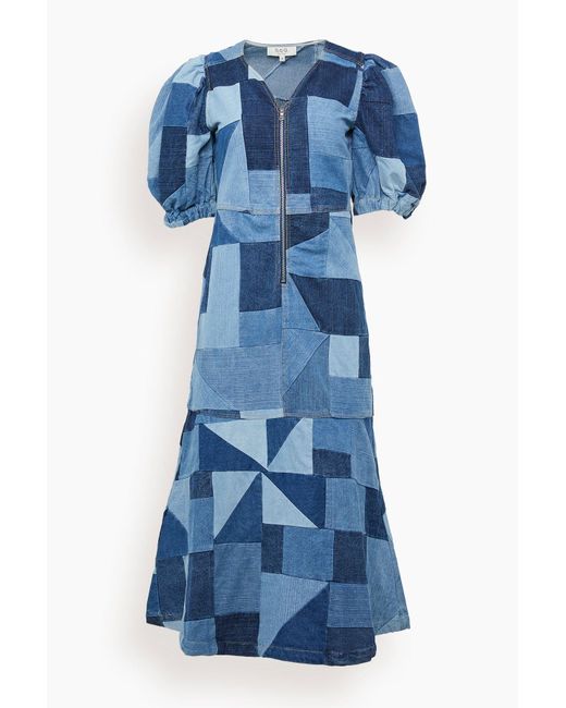 Sea Diego Denim Puff Sleeve Zip Front Dress in Blue | Lyst Australia