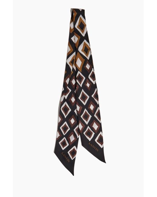 Lanvin White Silk Diamond Scarf Headband