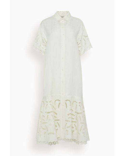 Sea White Marja Embroidery Shirt Dress