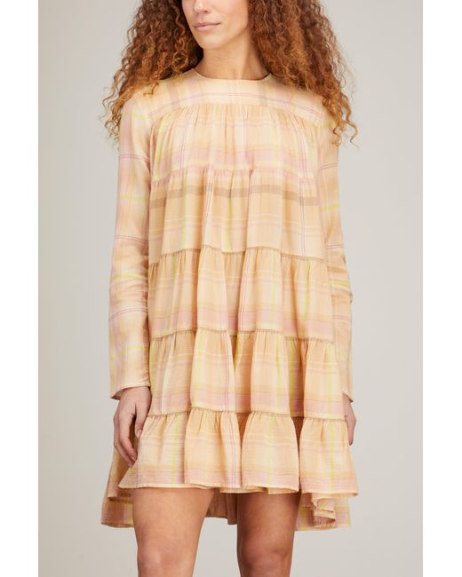 Merlette Soliman Gingham Dress in Natural | Lyst