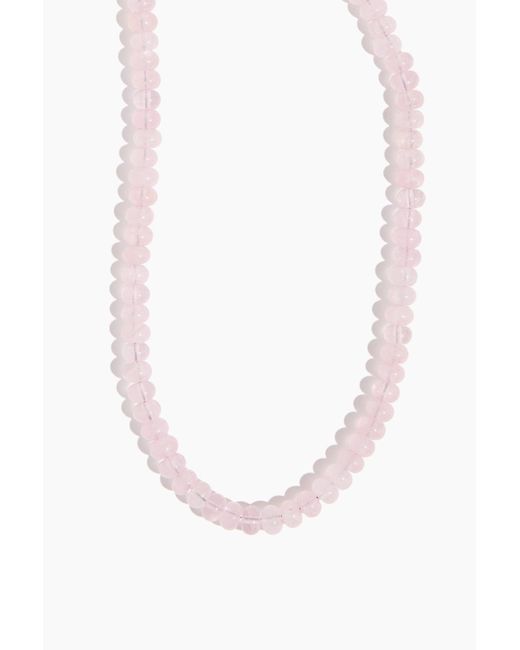 Theodosia White Smooth Rose Quartz Candy Necklace
