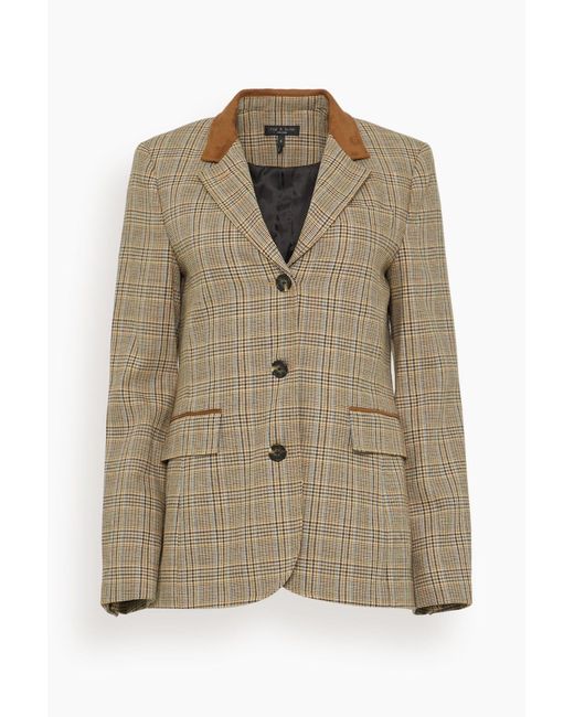 Rag & Bone Natural Evia Plaid Blazer