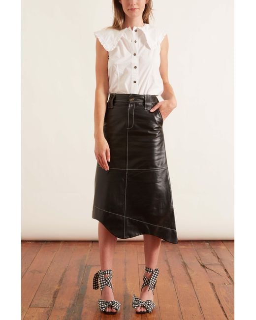white leather asymmetrical skirt