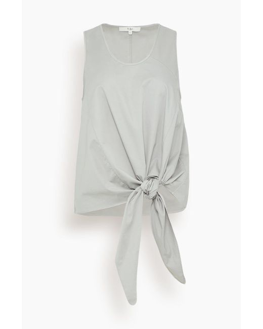 Tibi White Feather Weight Denim Tie Front Top
