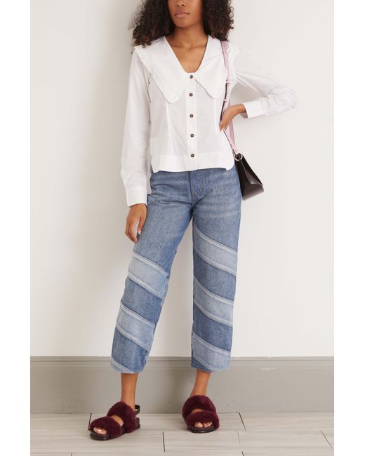 Ganni Denim Cutline Core Combo Jeans in 