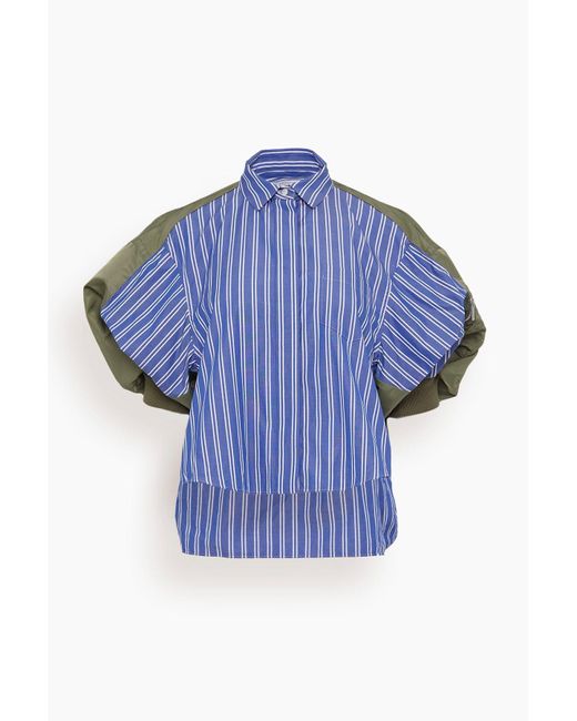 Sacai Twill Mix Shirt in Blue | Lyst