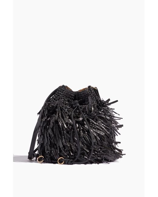 Ulla Johnson Gigi Fringe Drawstring Bag in Black | Lyst UK
