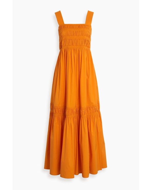 Lee Mathews Cotton Elsie Apron Dress in Orange - Lyst