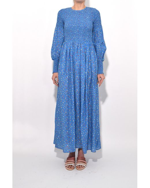 Ganni Cotton Beacon Dress In Marina in Blue | Lyst