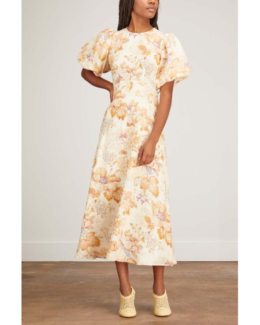 ALÉMAIS Philomena Midi Dress in Natural | Lyst UK