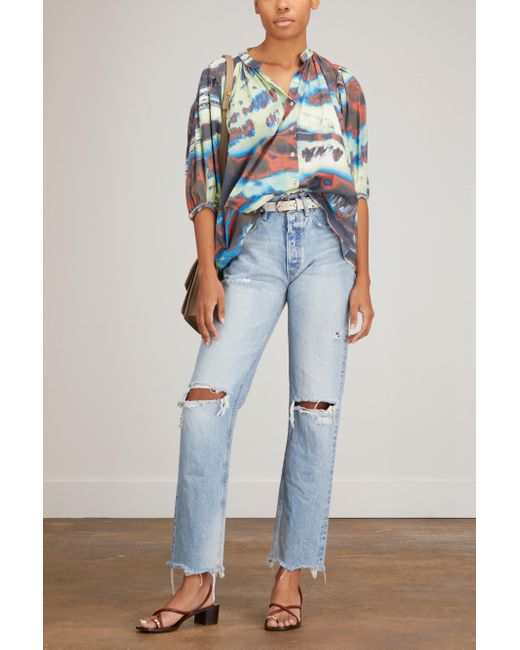Moussy Odessa Wide Straight Cut Jean in Blue | Lyst Canada