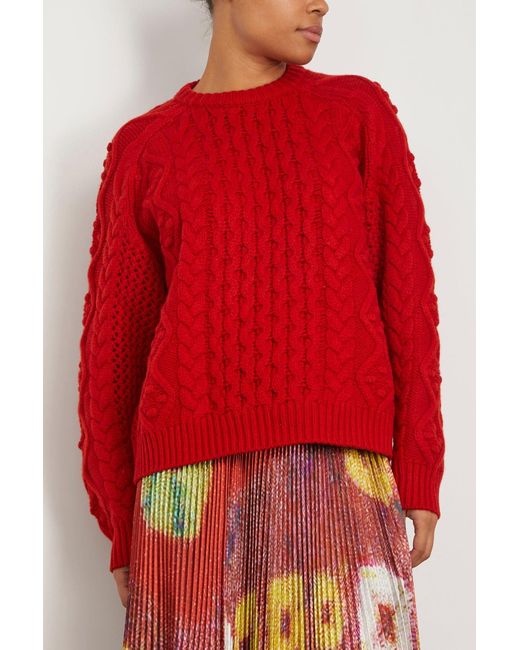 Loulou Studio Secas Cable Knit Sweater in Red Lyst