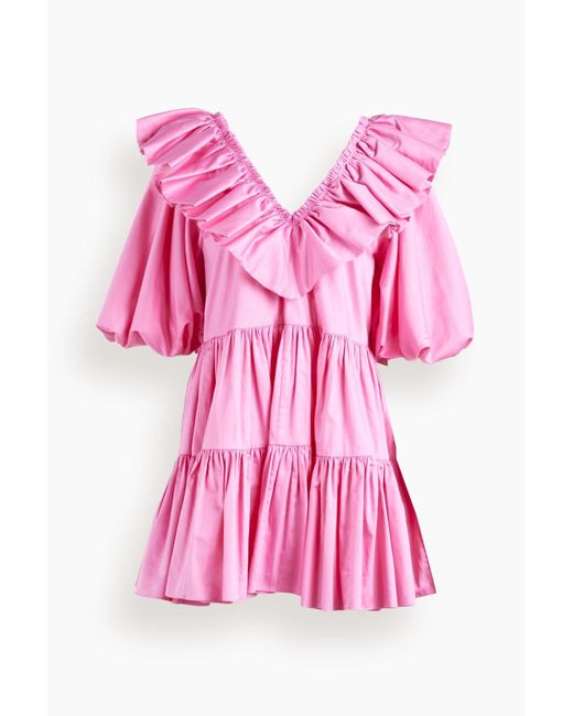 Aje. Leather Le Mempris Ruffle Tiered Smock Dress in Pink - Lyst
