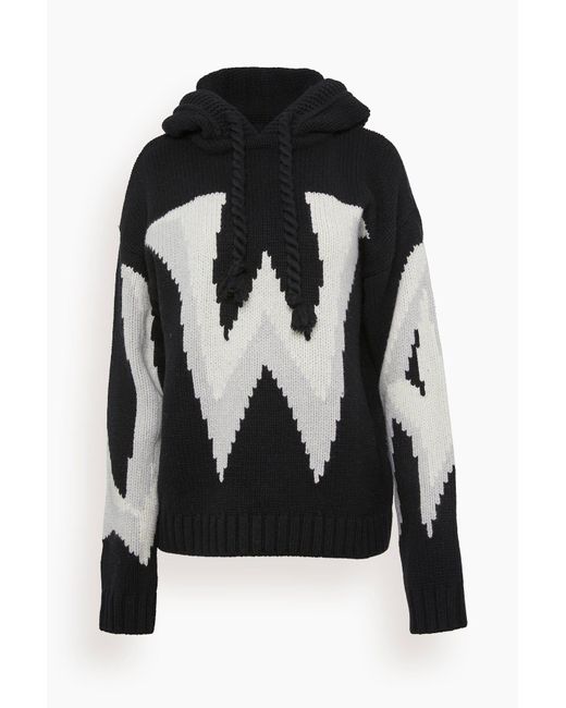 JW Anderson Denim Gothic Logo Chunky Hoodie in Black | Lyst