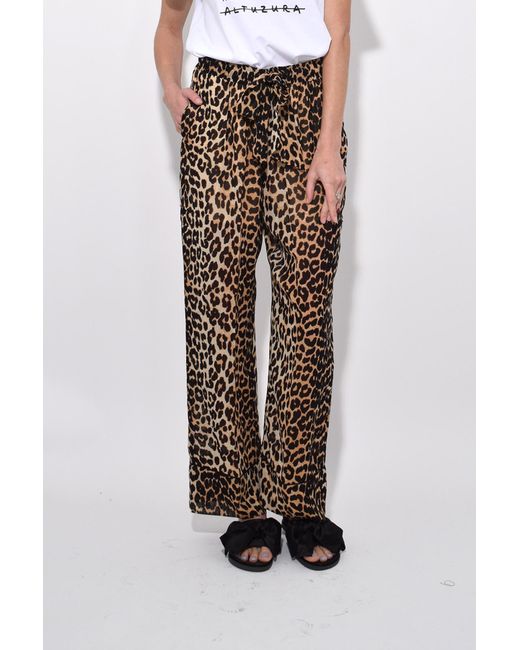 Ganni Fairfax Georgette Pants Leopard |