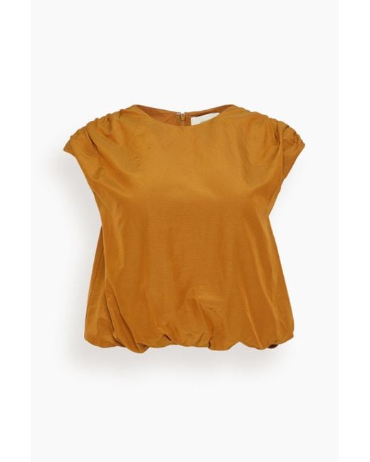 Loulou de Saison Brown Cosma Gathered Sleeveless Top
