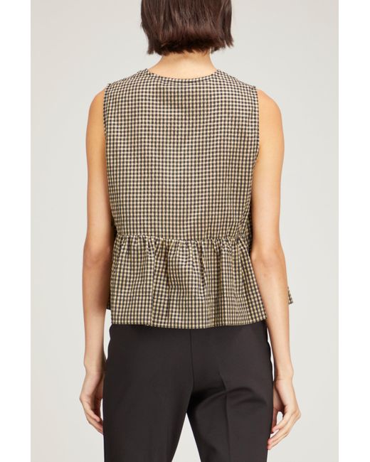 Ganni Sleeveless Ribbon Blouse in Green | Lyst