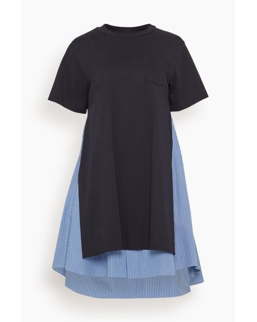 Sacai Black Poplin X Cotton Jersey Dress