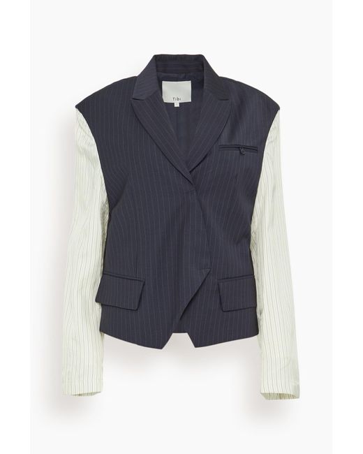 Tibi Blue Mier Pinstripe Blazer