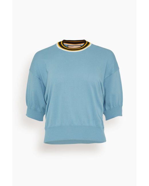 Plan C Blue Short Sleeve Knit Top