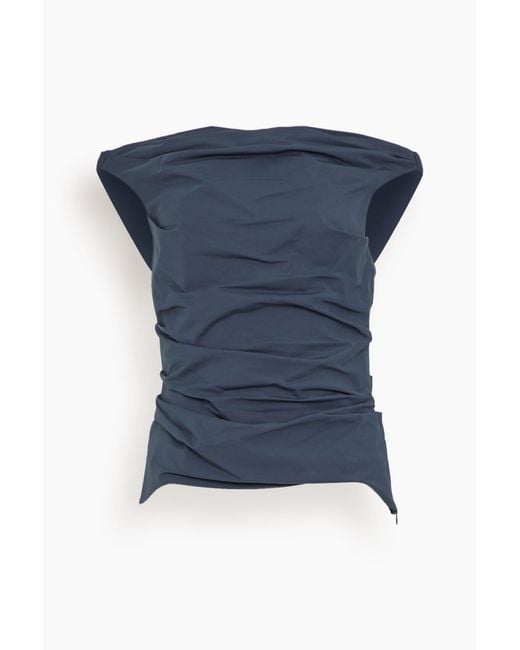 Jonathan Simkhai Blue Maisel Cotton Draped Top