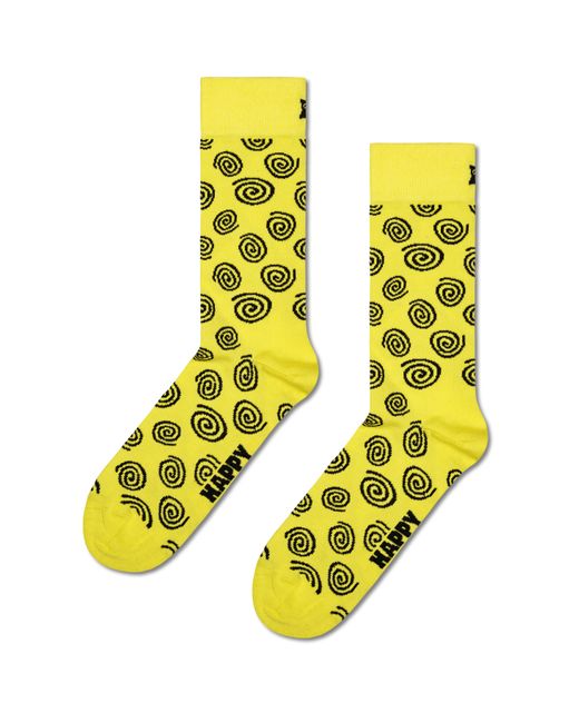Happy Socks Yellow Gelbe Swirl Crew Socken