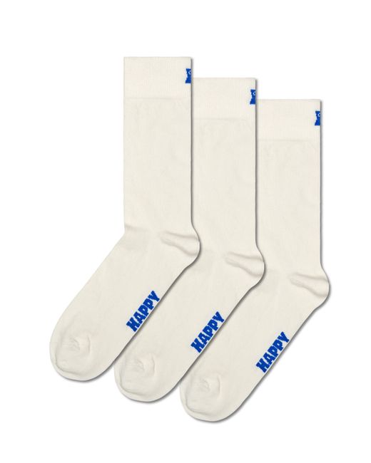 Happy Socks White Weiß 3er-Pack Solid Crew Socken