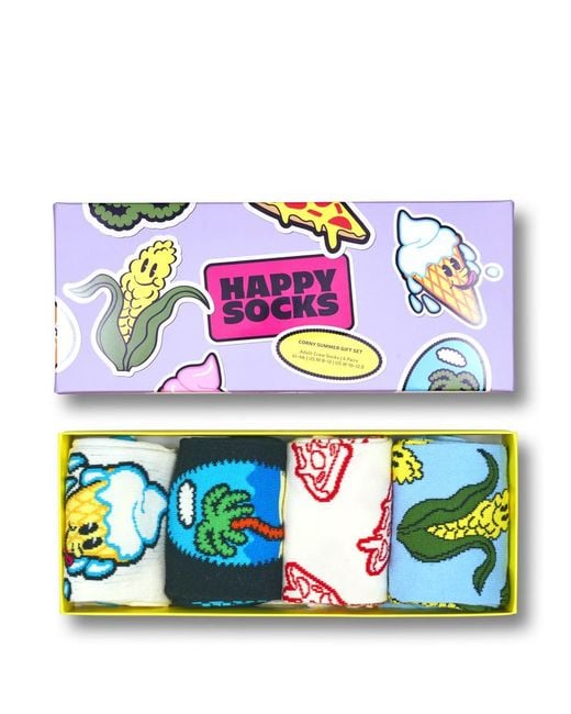 Happy Socks Blue Geschenkset mit 4 Corny-Sommer-Socken
