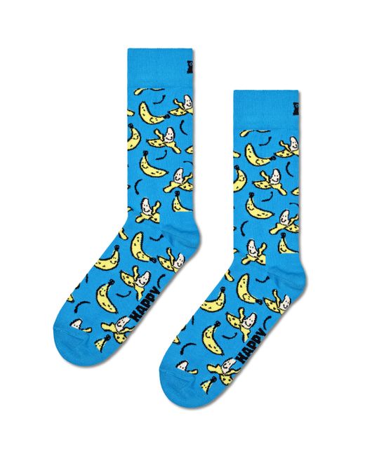 Happy Socks Blue Türkisfarbene Banana Crew Socken