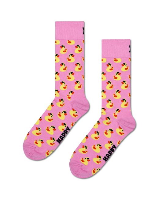 Happy Socks Pink Rosa Rubber Duck Crew Socken