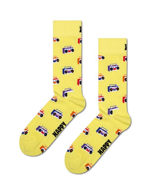 Happy Socks Yellow Gelbe Boom Box Crew Socken
