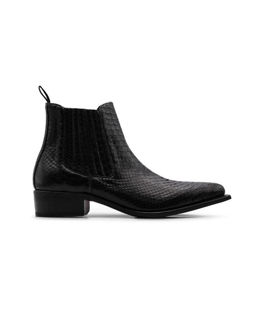 Harris Shoes 1913 Black Python Texan Ankle Boot for men