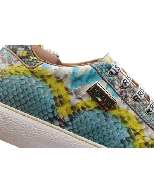 Harris Shoes 1913 Blue Python Sneakers for men