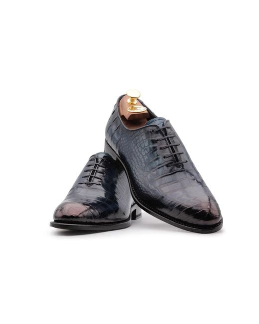 Harris Shoes 1913 Black Crocodrillo Stringed for men