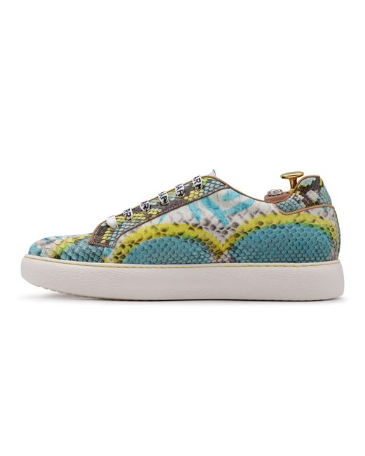 Harris Shoes 1913 Blue Python Sneakers for men