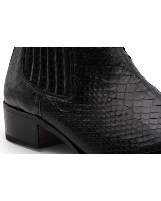 Harris Shoes 1913 Black Python Texan Ankle Boot for men