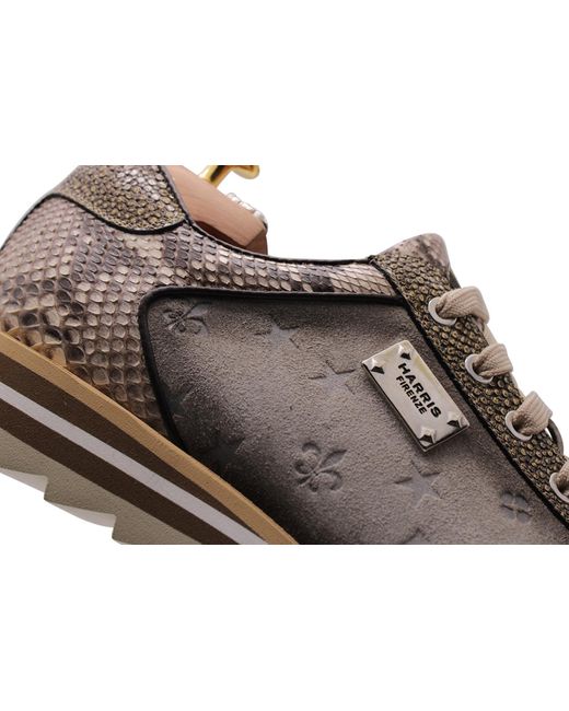 Harris Shoes 1913 Black Python And Suede Monogram Sneakers for men