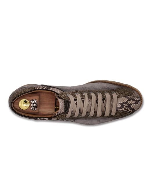 Harris Shoes 1913 Black Python And Suede Monogram Sneakers for men