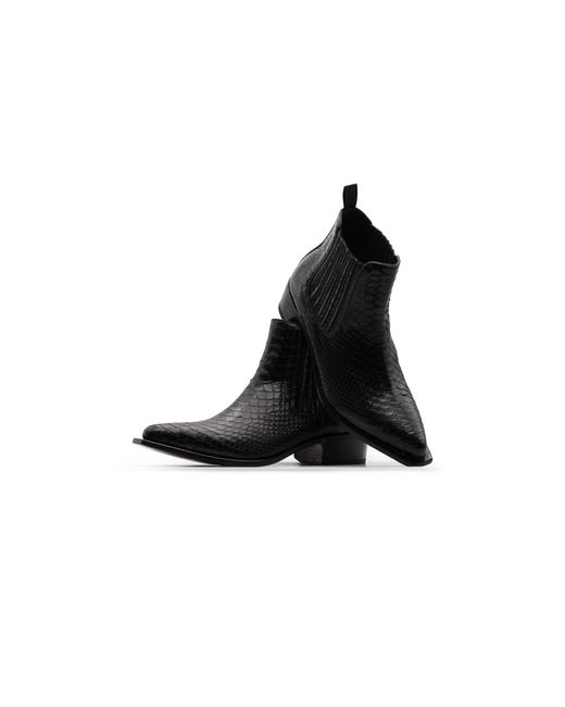Harris Shoes 1913 Black Python Texan Ankle Boot for men