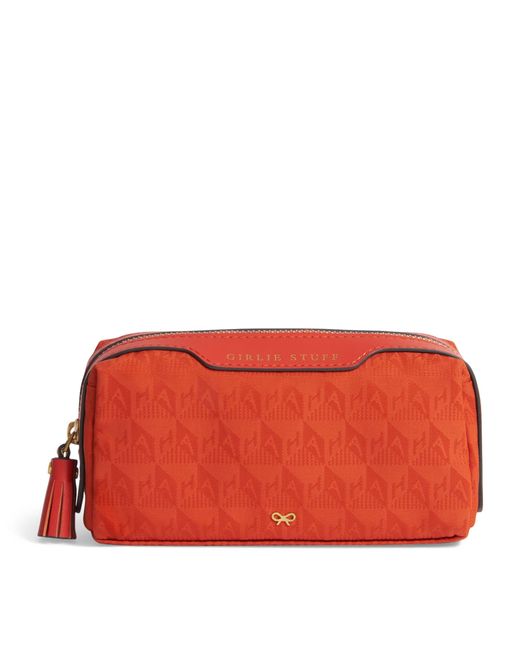 Anya Hindmarch Red Jacquard Logo Girlie Stuff Pouch