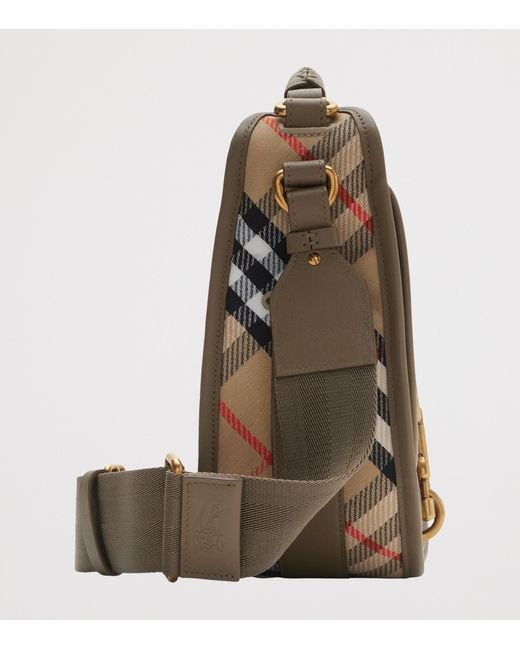Burberry Metallic Small Canvas Check B Clip Messenger Bag