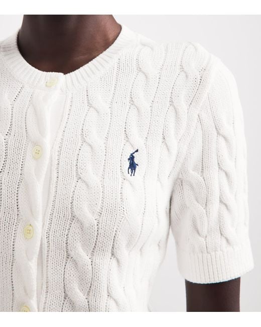 Polo Ralph Lauren White Cotton Cable-Knit Short-Sleeve Cardigan