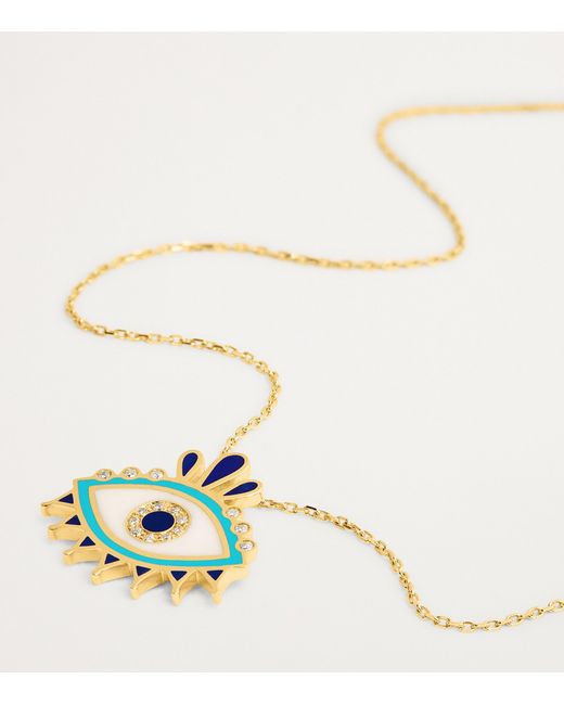 L'Atelier Nawbar Metallic And Diamond Queen Eye Pendant Necklace
